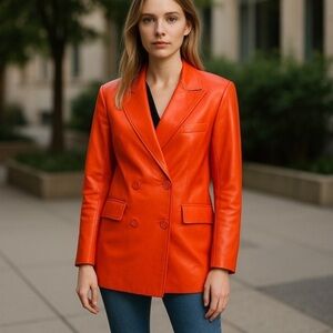 NWT HOUSE OF HARLOW 1960 VEGAN LEATHER BLAZER FULLY LINED